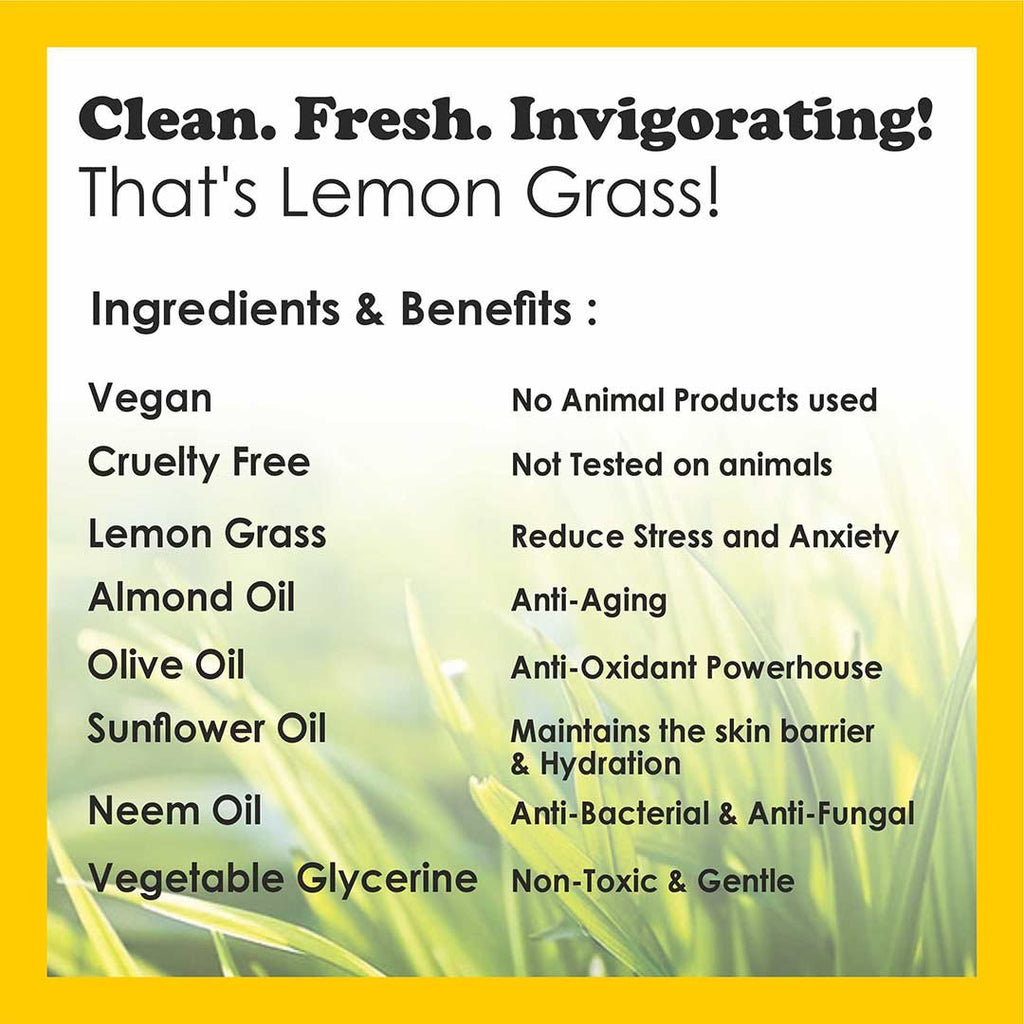 LEMON GRASS Handmade VEGAN Almond Oil Soap NT 100 gms unit - Pack of 2