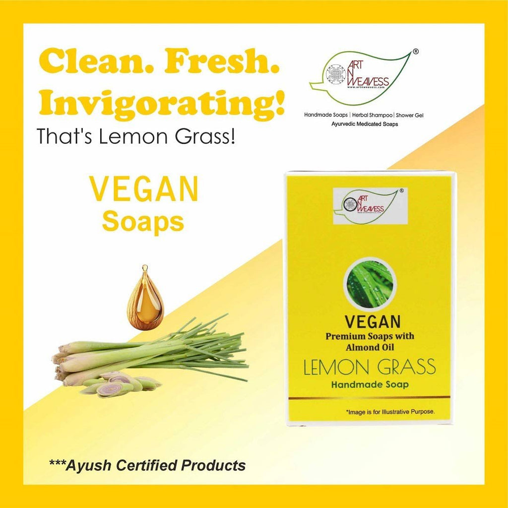 LEMON GRASS Handmade VEGAN Almond Oil Soap NT Pack of 4