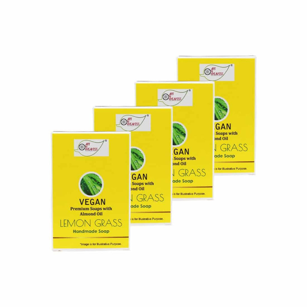 LEMON GRASS Handmade VEGAN Almond Oil Soap NT Pack of 4