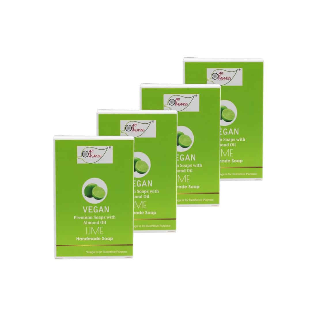 LIME Handmade VEGAN Almond Oil Soap NT Pack of 4