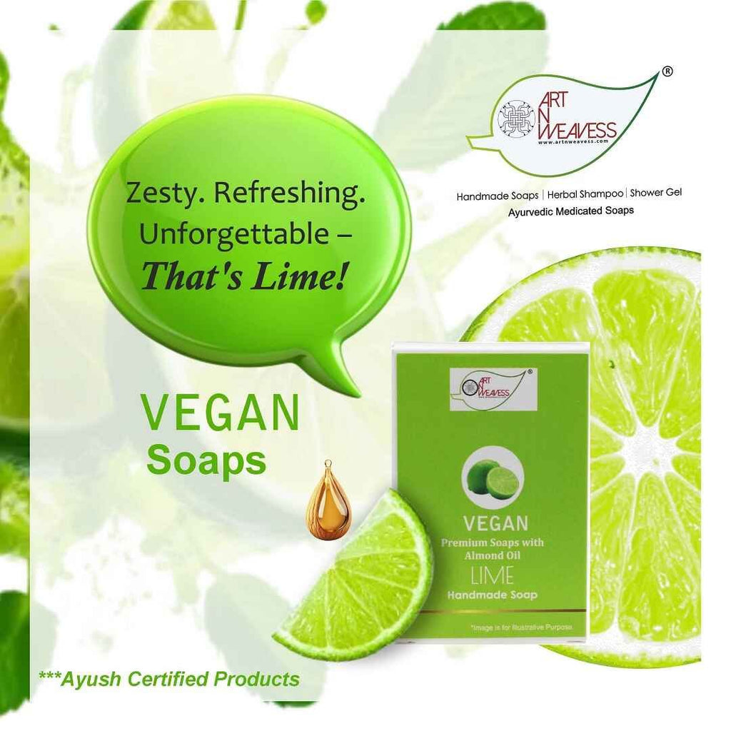 LIME Handmade VEGAN Almond Oil Soap NT Pack 100 gms unit - Pack of 2