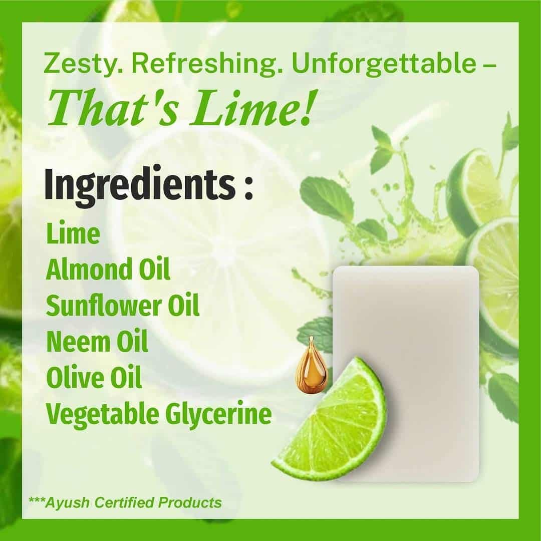 LIME Handmade VEGAN Almond Oil Soap NT Pack 100 gms unit - Pack of 2