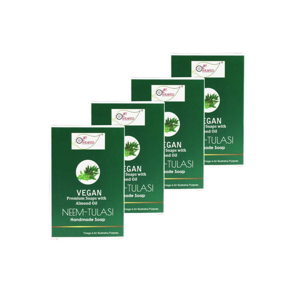 NEEM TULASI Handmade VEGAN Almond Oil Soap NT Pack of 4