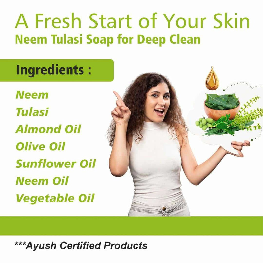 NEEM TULASI Handmade VEGAN Almond Oil Soap NT Pack of 4