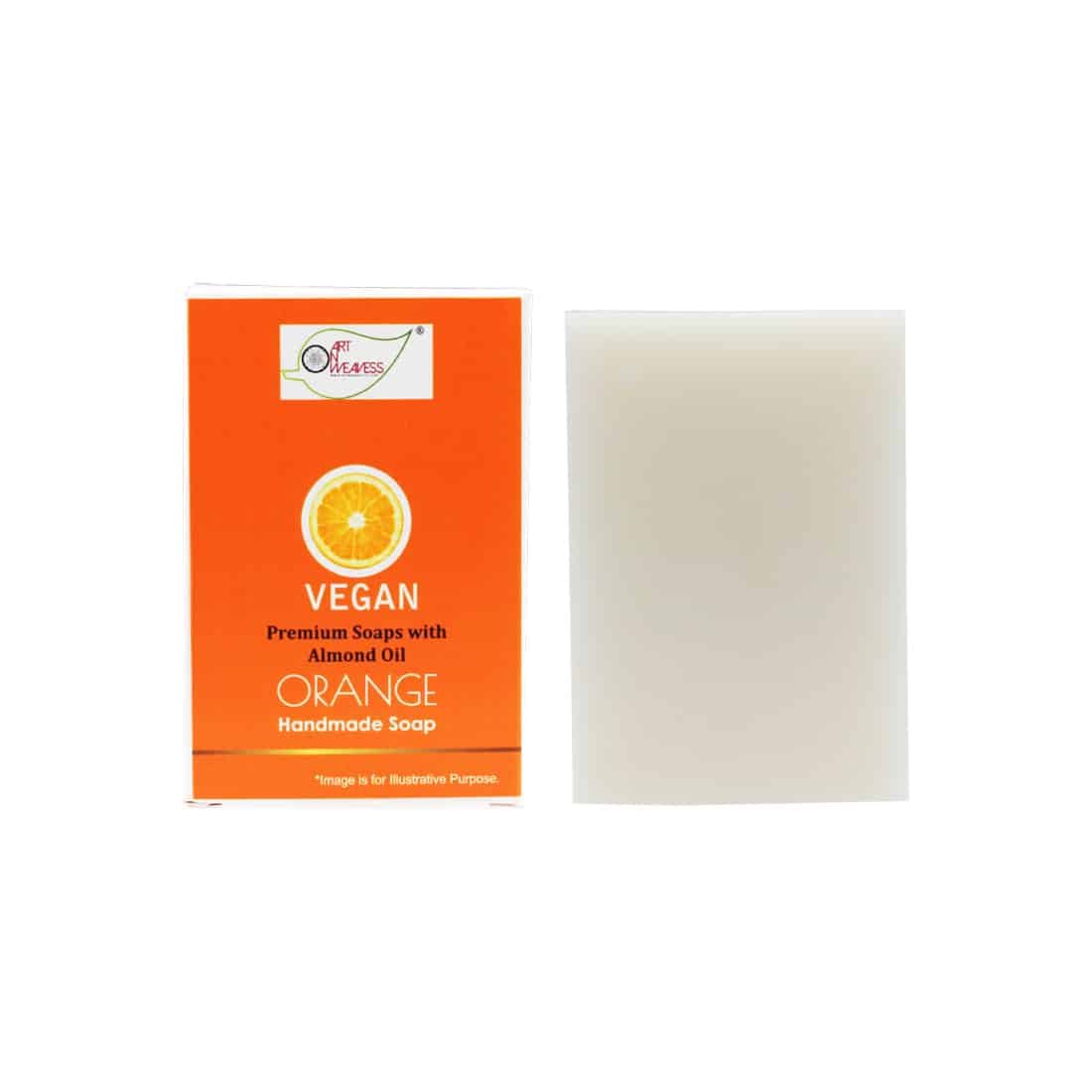 ORANGE Handmade VEGAN Almond Oil Soap NT 100 gms unit - Pack of 2