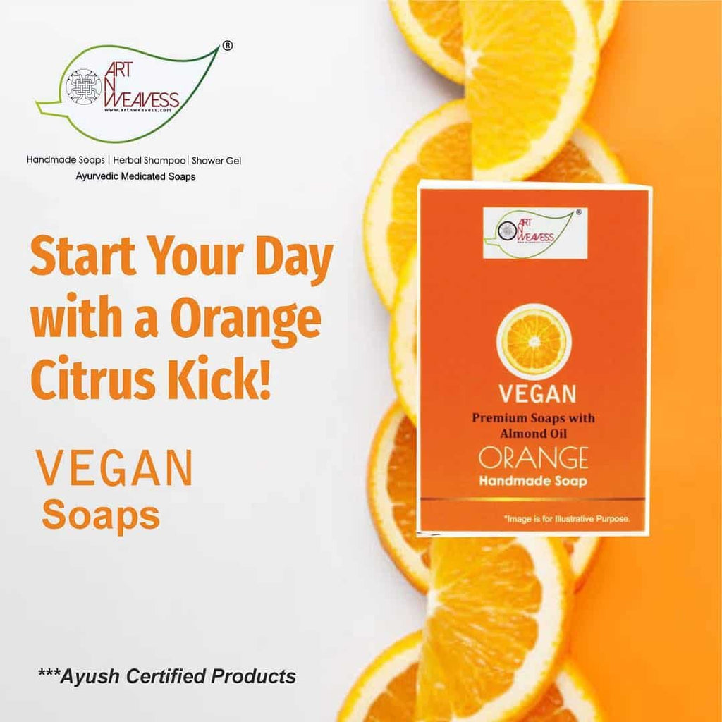 ORANGE Handmade VEGAN Almond Oil Soap NT Pack of 4