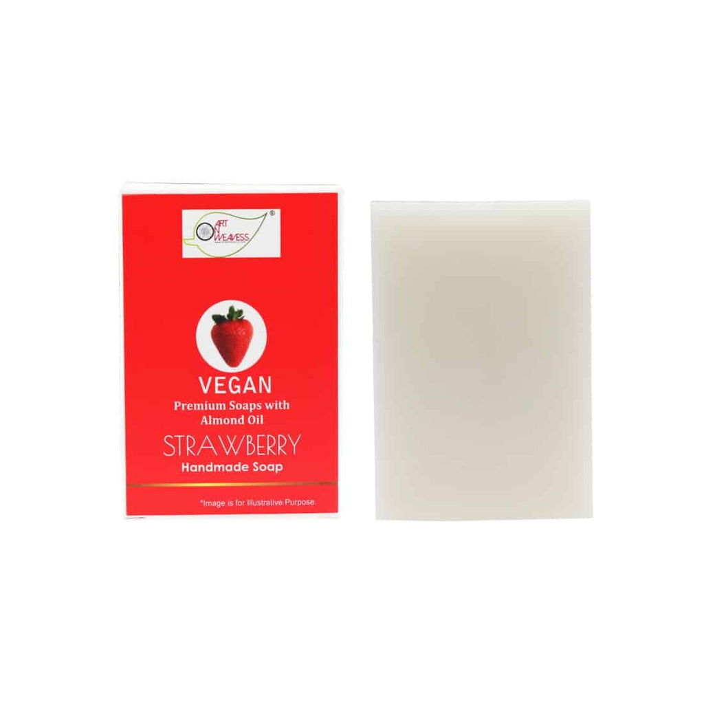 STRAWBERRY Handmade VEGAN Almond Oil Soap NT 100 gms unit - Pack of 2