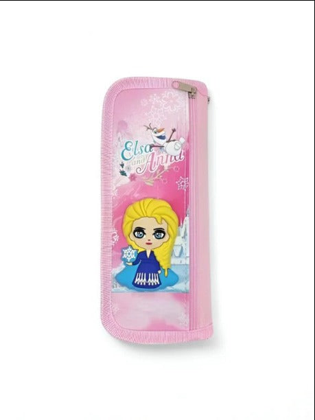 3D Elsa Pencil Pouch for Boys and Girls Pencil Case School Stationery 2 Zipper {Random Design} - 2087