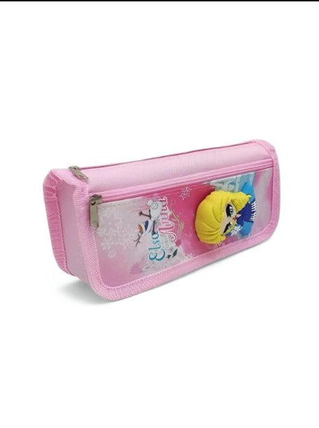 3D Elsa Pencil Pouch for Boys and Girls Pencil Case School Stationery 2 Zipper {Random Design} - 2087