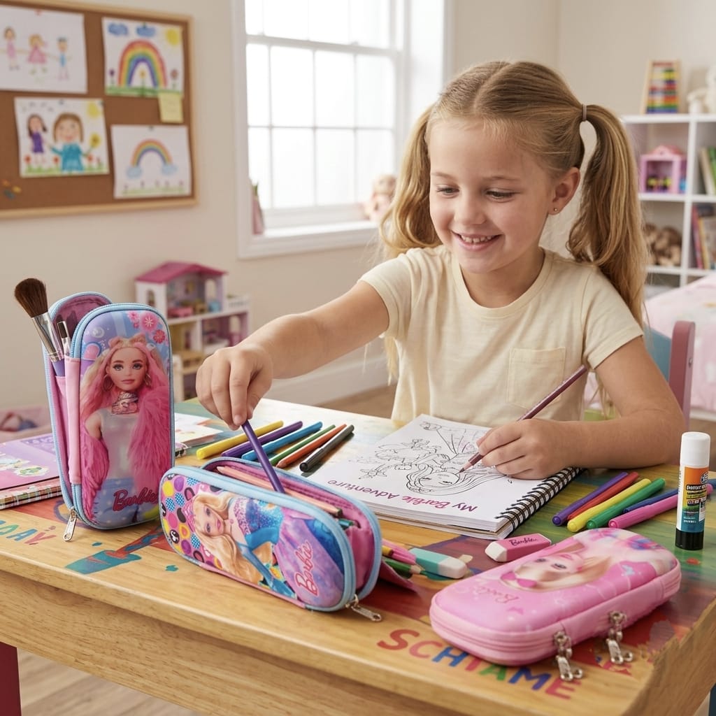 3D Barbie Doll Pen & Pencil Case Hardtop Pencil Case for Kids, Pencil Pouch for Kids Art EVA Pencil Box {Random Design} - 20059