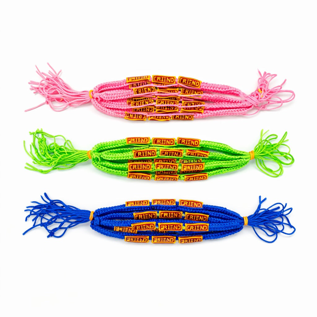 {Pack of 12} Handmade Adjustable FRIEND Friendship Bracelet | Unisex Wrist Band | Gift for Best Friend {Multicolor} - 20803