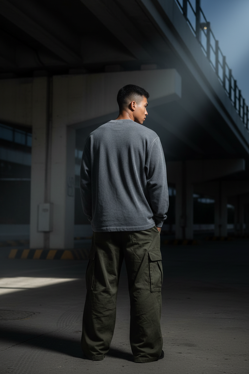 Acid Wash Waffle Knit — Back 1