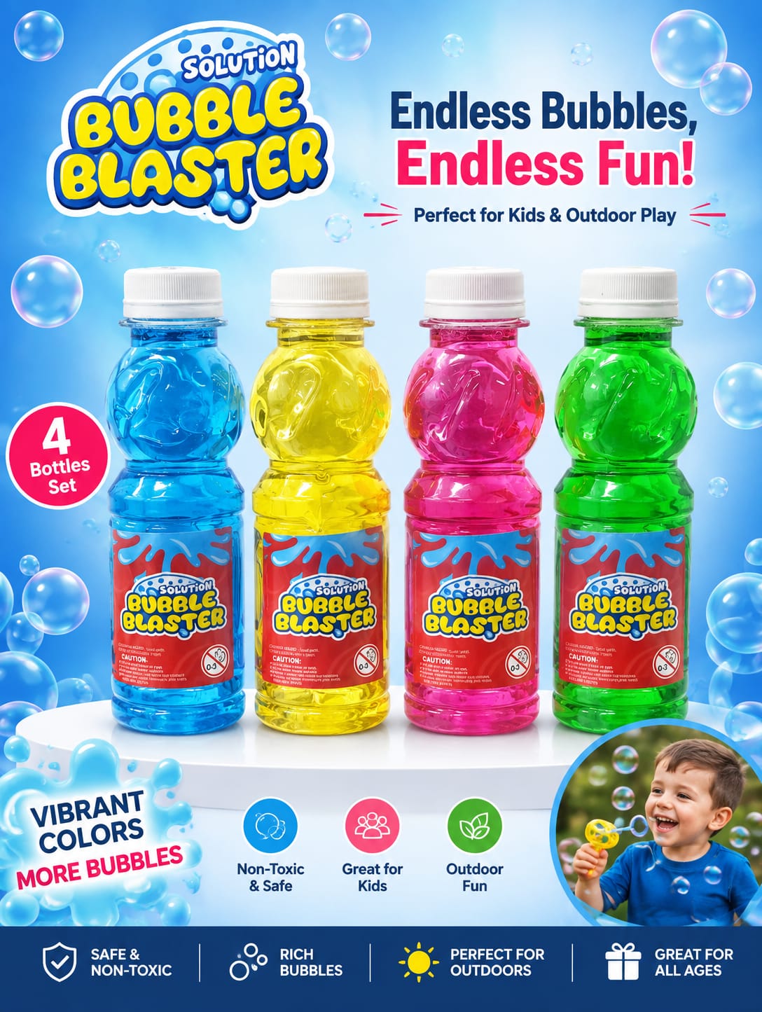 Bubble Blaster Bubble Solution Refill Liquid | Non-Toxic Bubble Refill for Bubble Gun, Bubble Machine & Kids Outdoor Play - 20936