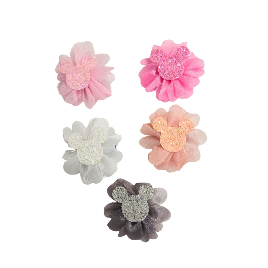 {Pack of 10} Baby Girl Hair Clips Soft Flower Bow Strechable Hair clip Suitable For Newborns, Infants, Toddlers and Kids - 20617