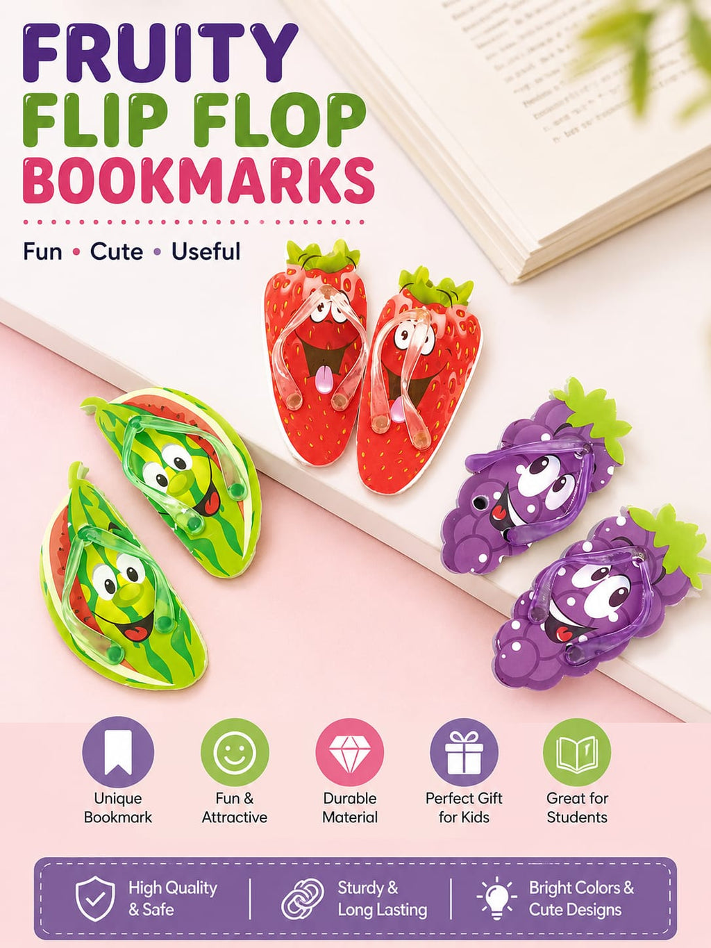 Cute Watermelon Cartoon Slipper Eraser | Mini Pencil Rubber | School Stationery for Kids | Return Gift {Random Design} - 20942