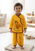 Baby Boy Krishna Traditional Yellow Kurta Dhoti Set with Bal Krishna Print – Festive Ethnic Wear - 21066