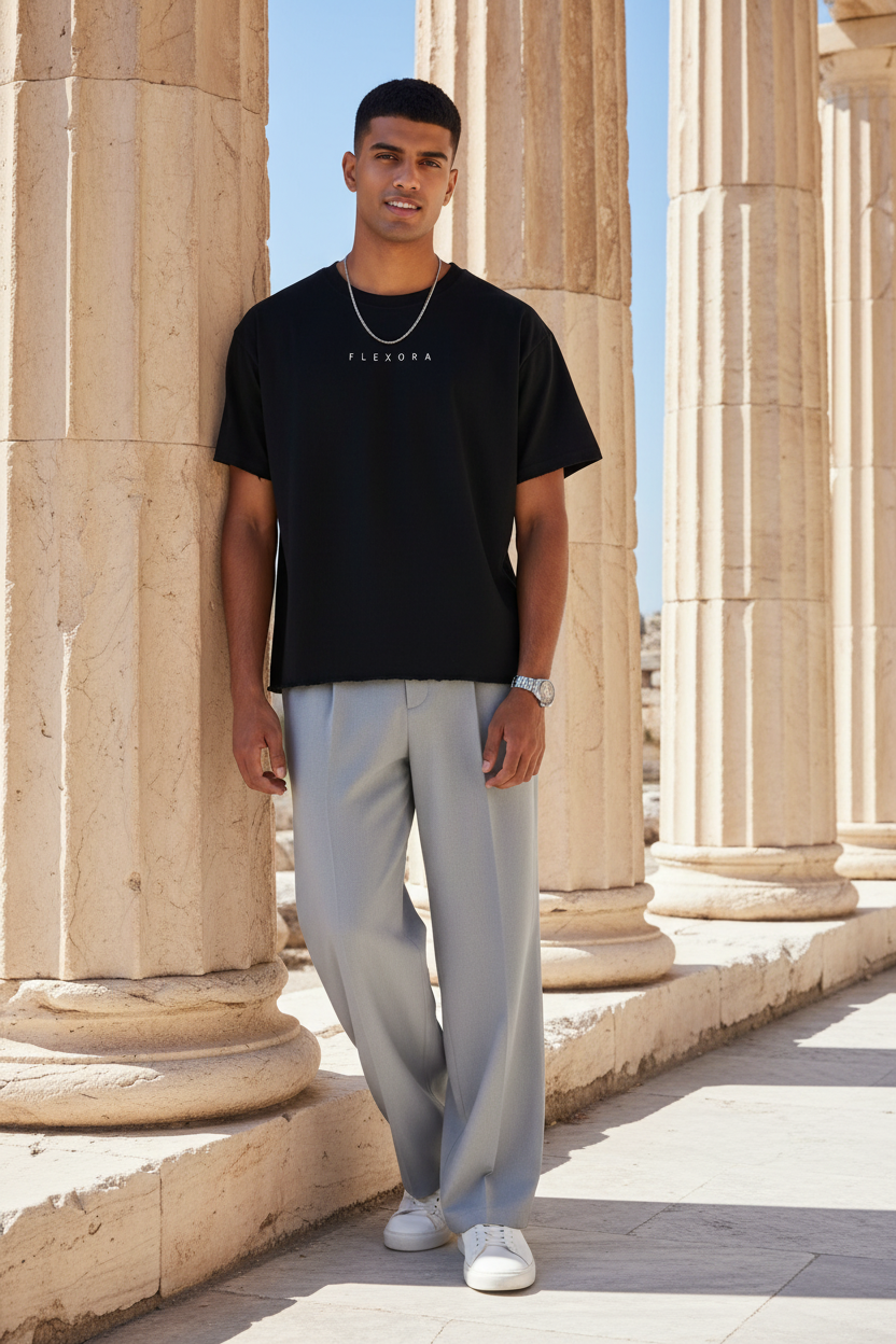 Black Boxy Raw Hem - Ruins
