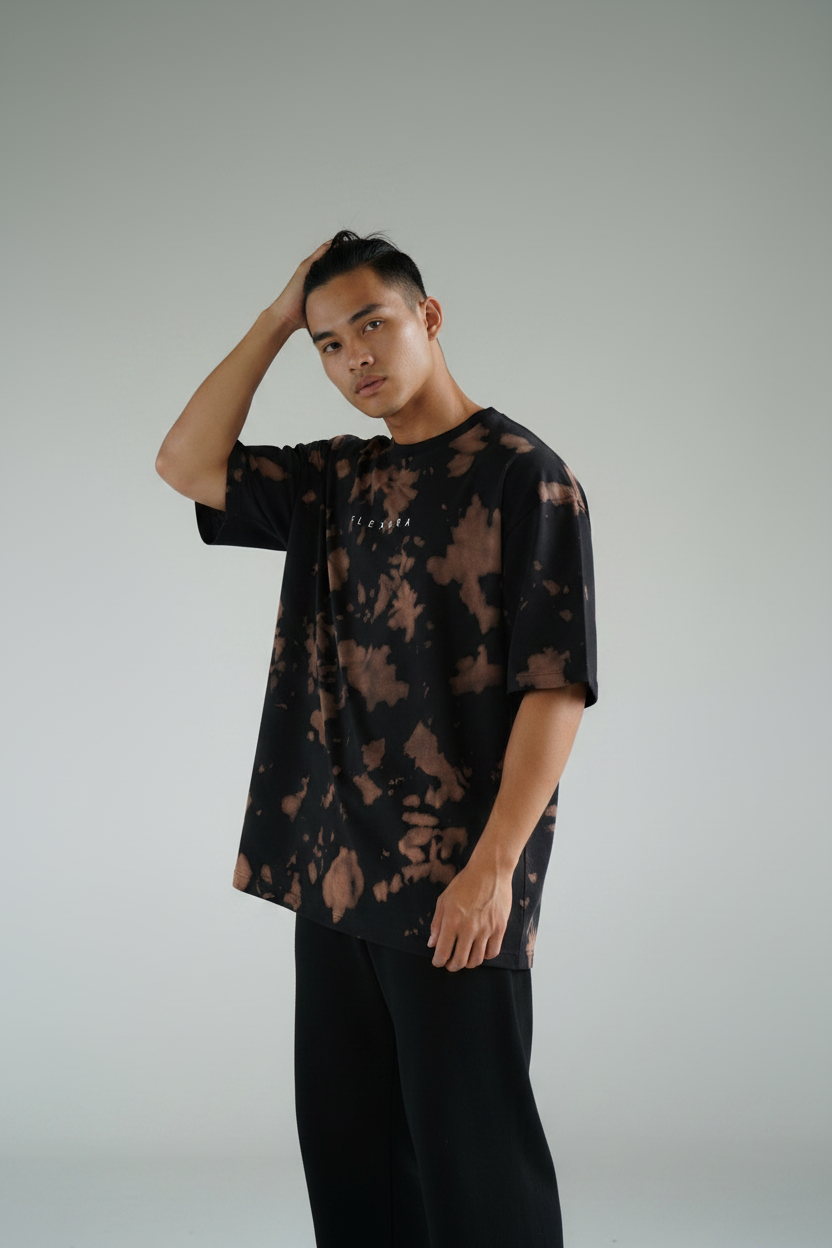 Black Brown Bleach Tie-Dye Pose 3