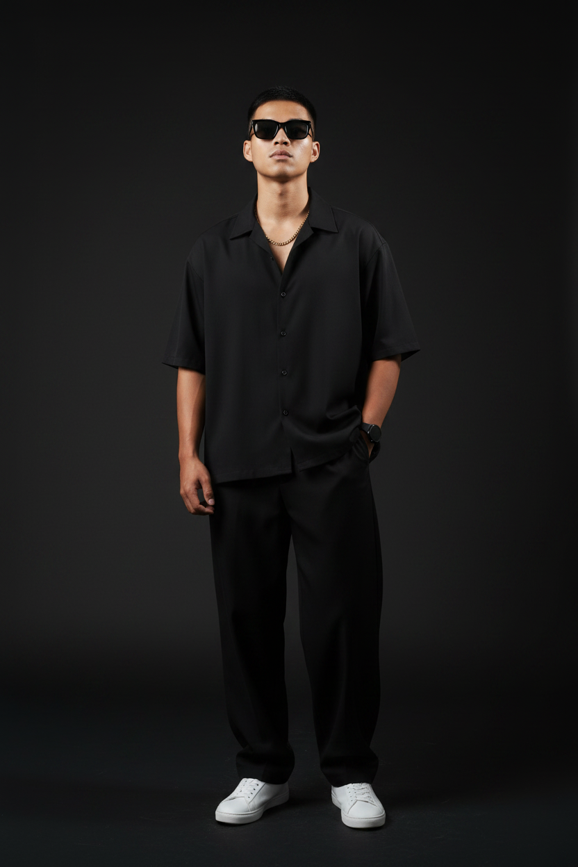 Black Oversized Shirt - Front