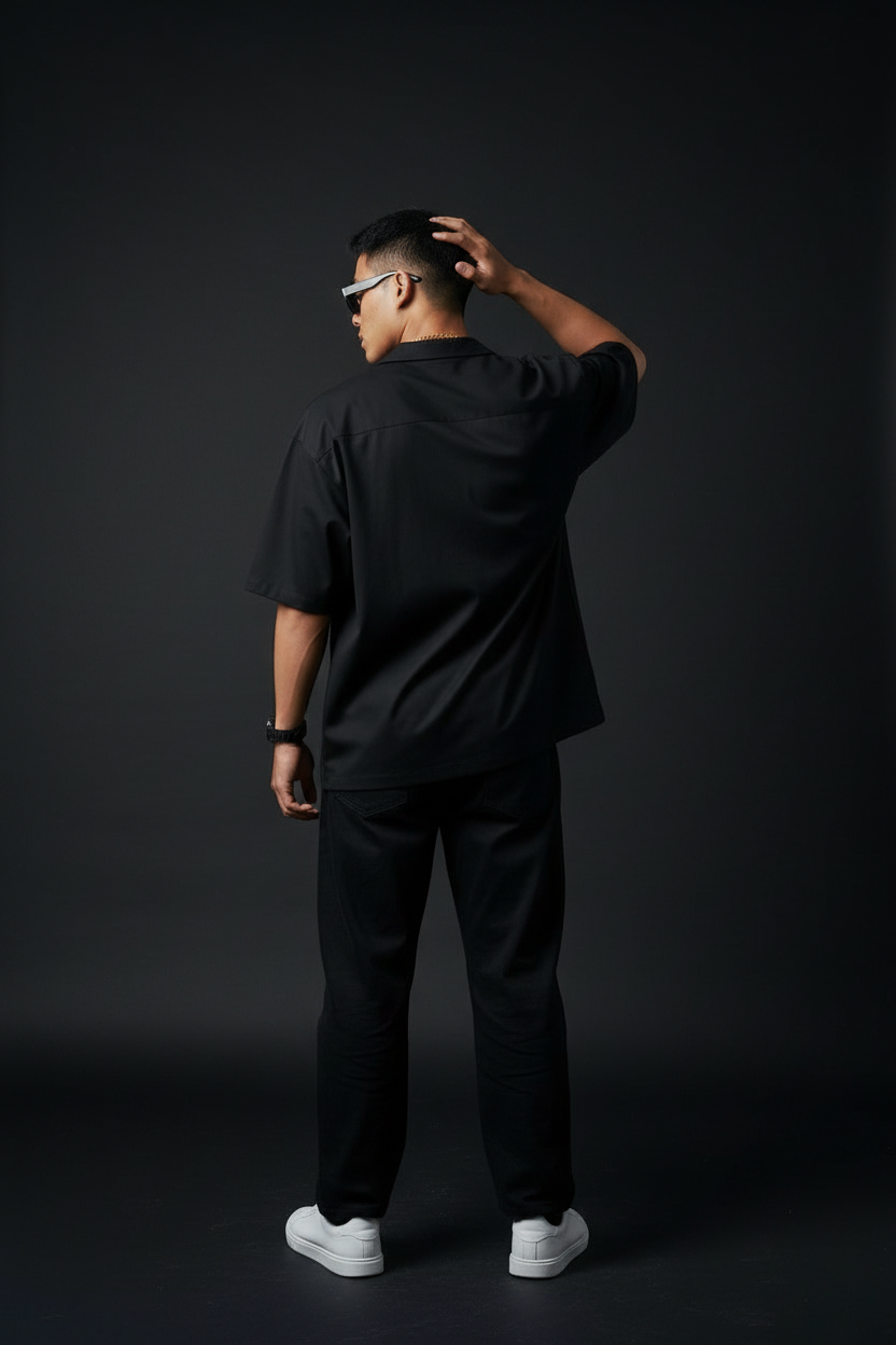 Black Oversized Shirt - No Outline Back