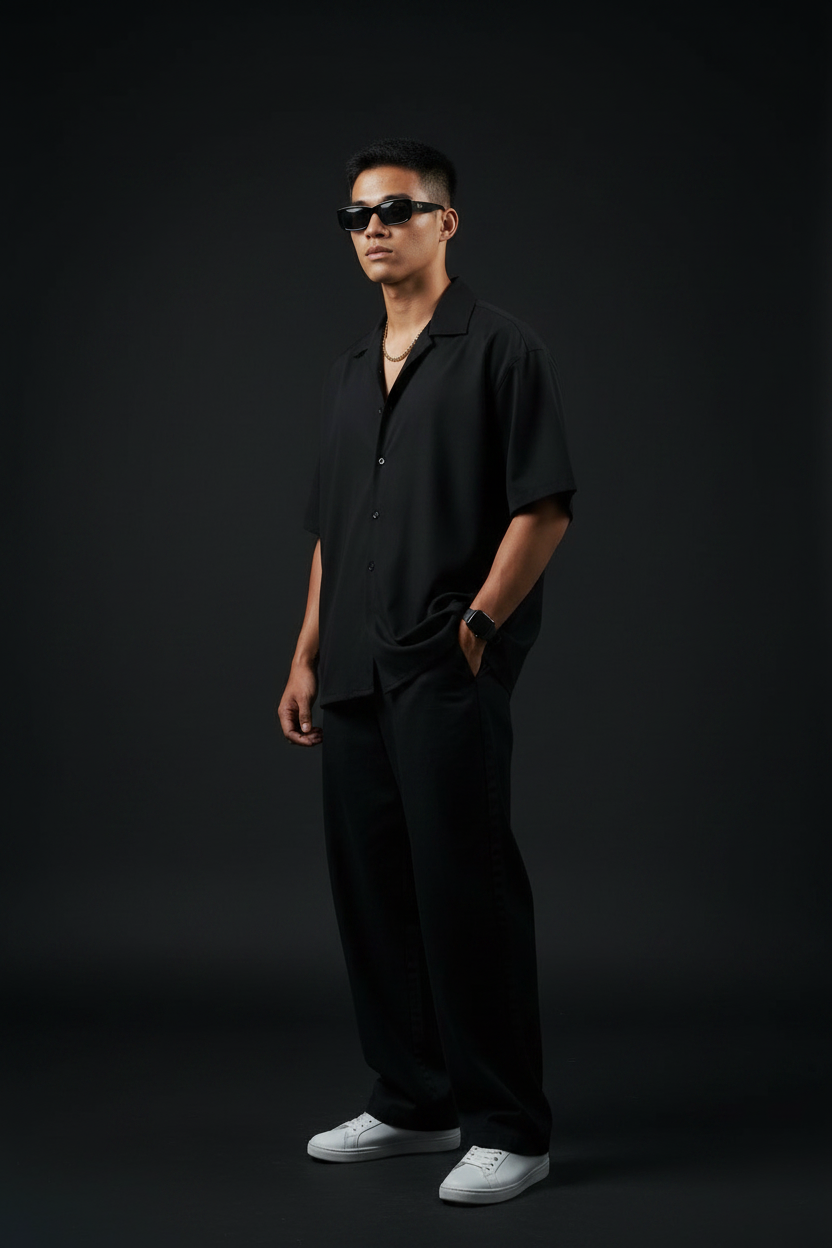 Black Oversized Shirt - Side