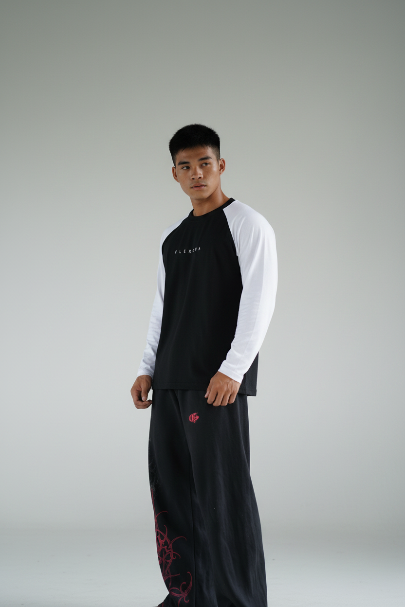Black White Raglan Side