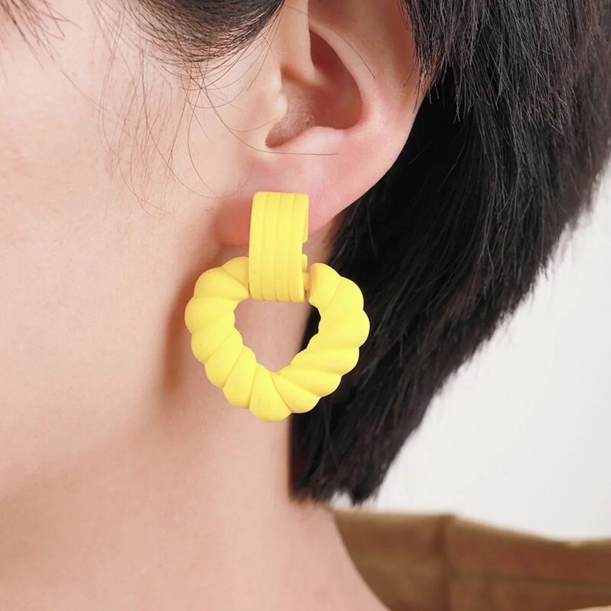 Acrylic Neon Hollow Out Heart Dangle Earrings for Women {Multicolor} - 10800