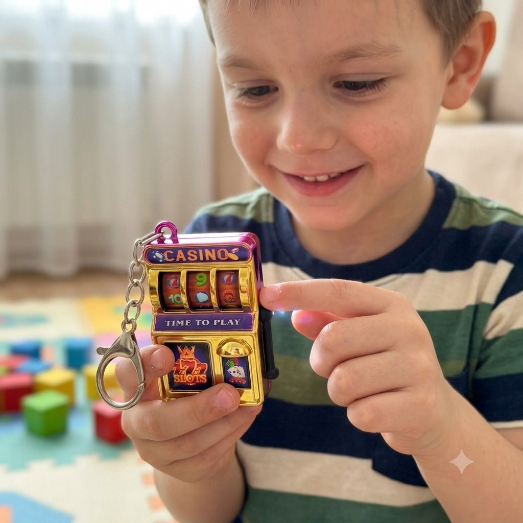 Casino Lucky Slots Jackpot Machine Keychain Mini Toy, Fun Gift for Kids - 20749