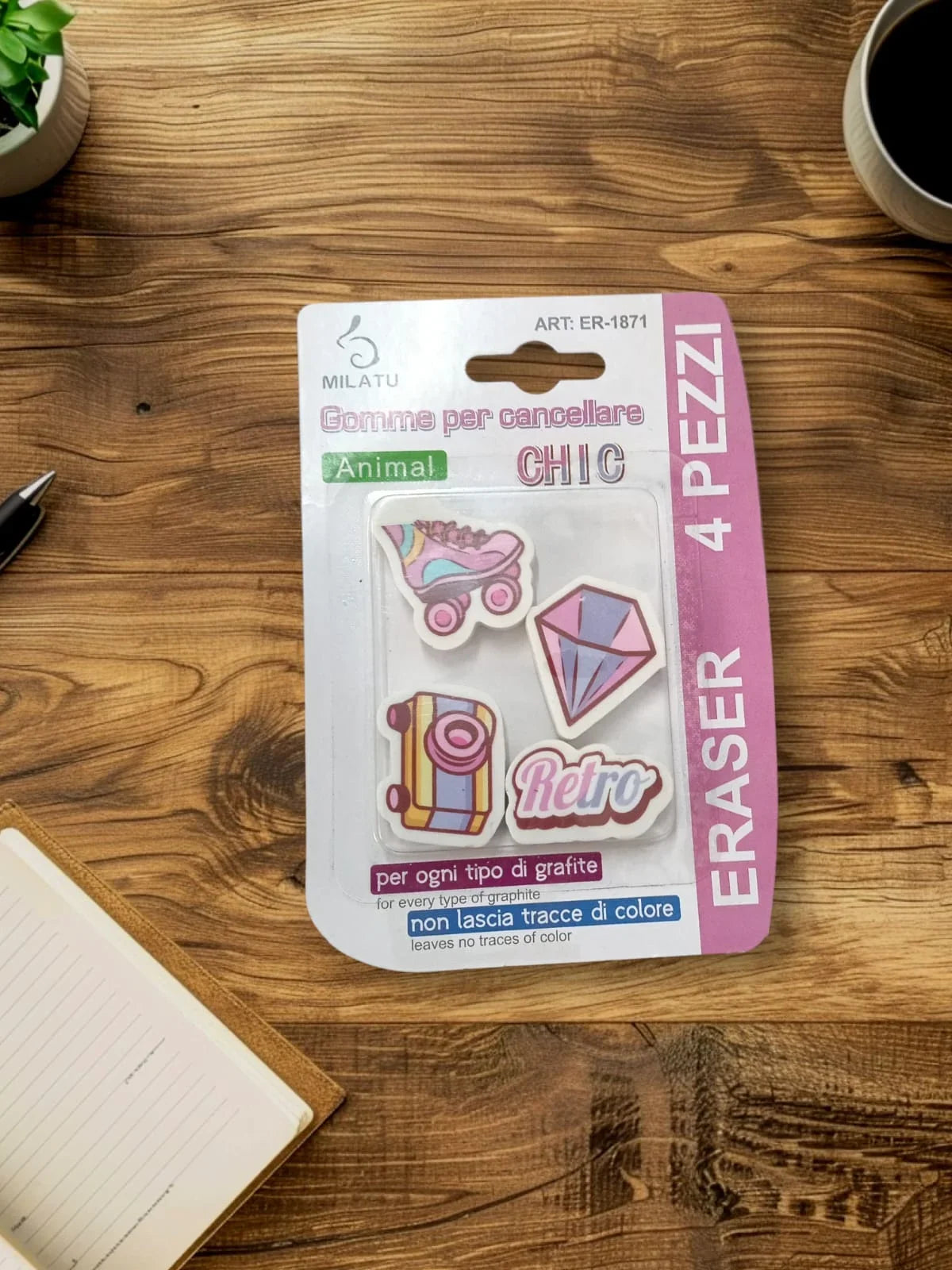 ER-1869 {1 Pack 4 pcs} Random Shapes Eraser
