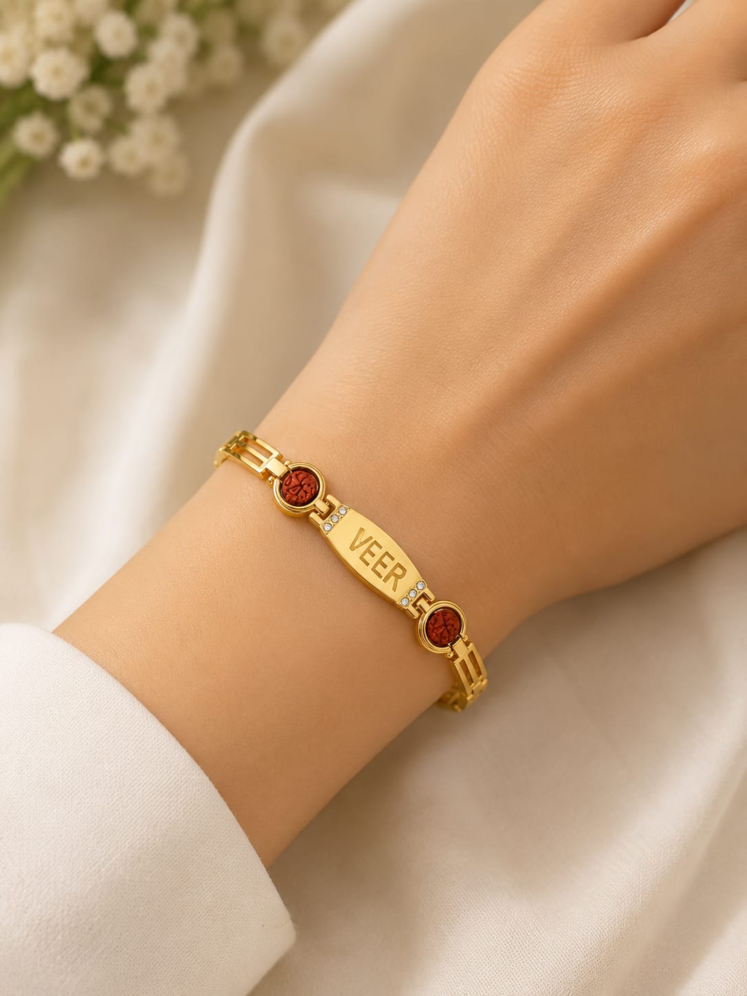 Rudraksha Veera Rakhi Bracelet for Men  Spiritual Jewellery for Daily Wear & Festivals - 20805