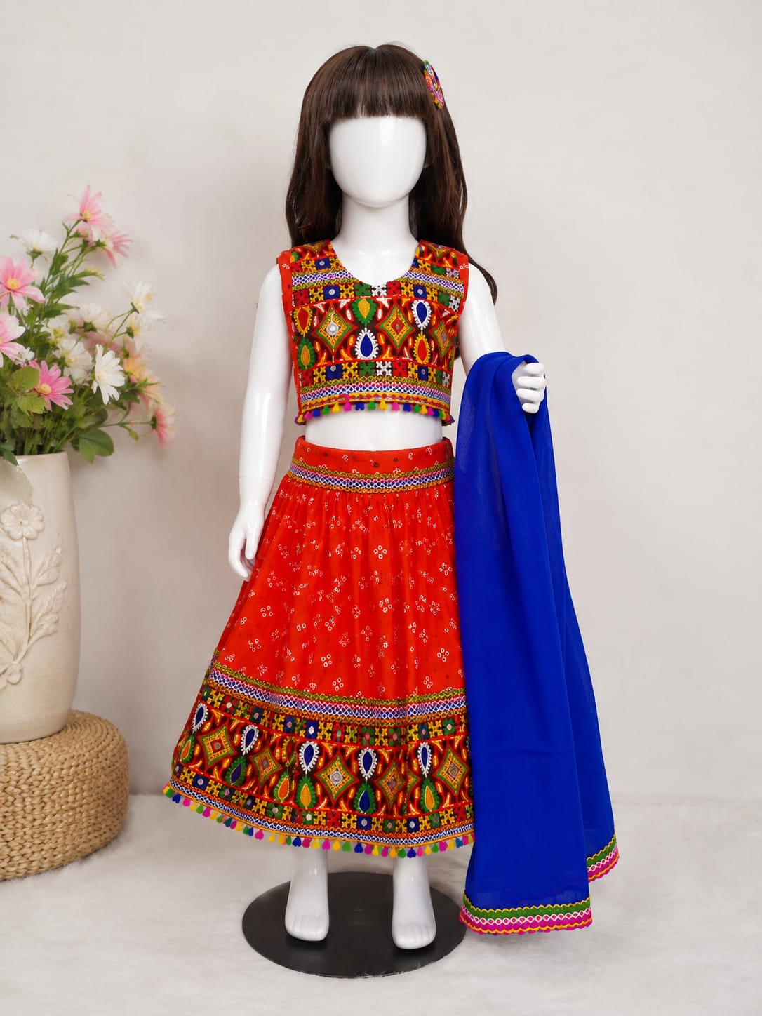 (0-3 Years) Kids Traditional Embroidered Chaniya Choli Set with Dupatta - 21063