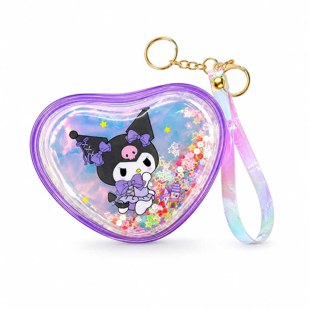 Transparent PVC Mini Coin Pouch with Keychain & Wrist Strap | Cute Cartoon Zipper Wallet | Portable Earbuds & Coin Case - 20919