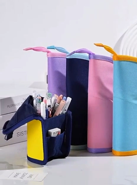 Pencil Case Pouch, Neo Critz Standing Pen Pouch Bag, Foldable Stand up Pencil Holder {Multicolor} - 20591