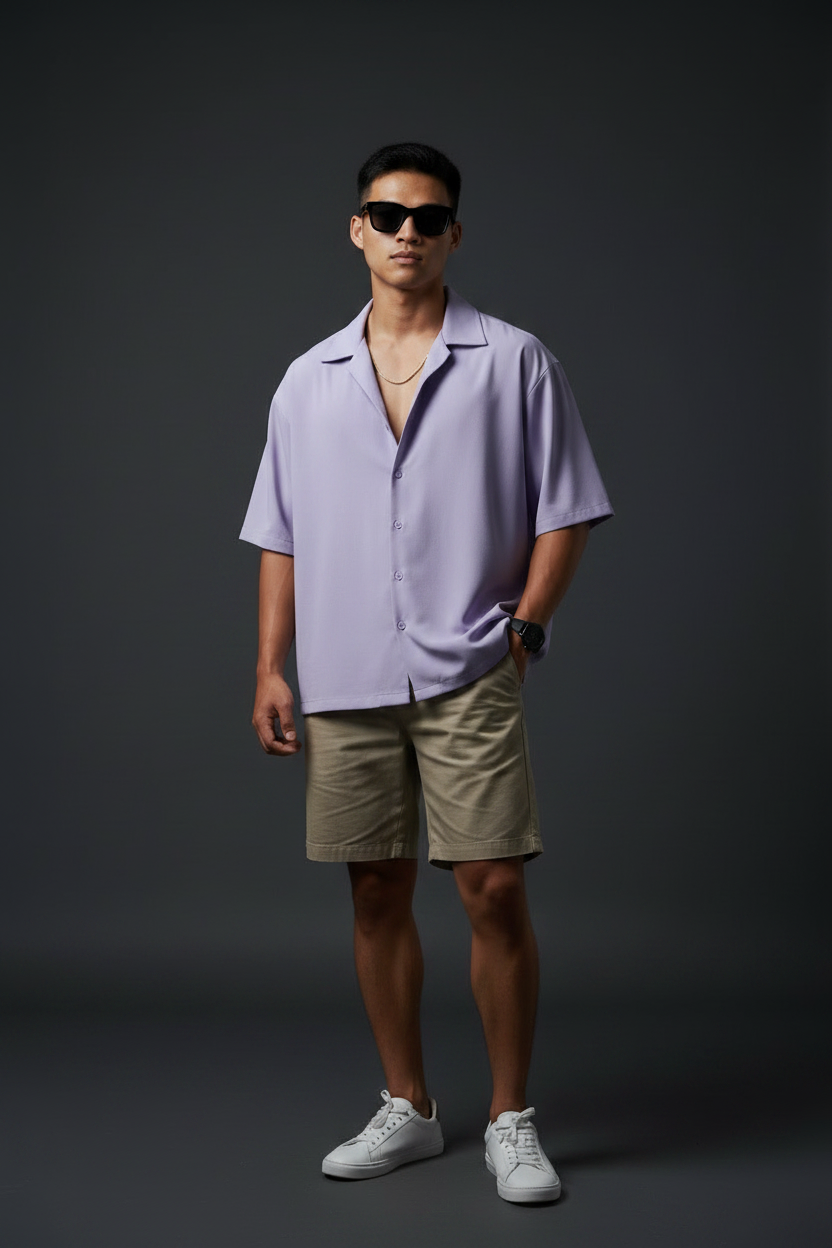Dark Lavender Shirt - Shorts Front