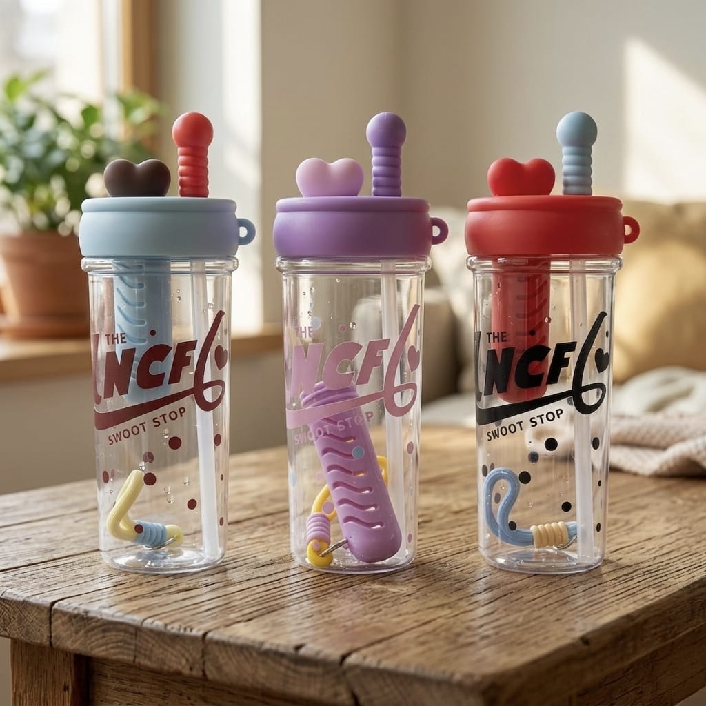 Cute Kids Sipper Tumbler with Straw | BPA Free Leakproof Water Bottle | Portable Drinking Cup for School, Travel & Daily Use {Random Color}34 - 20734