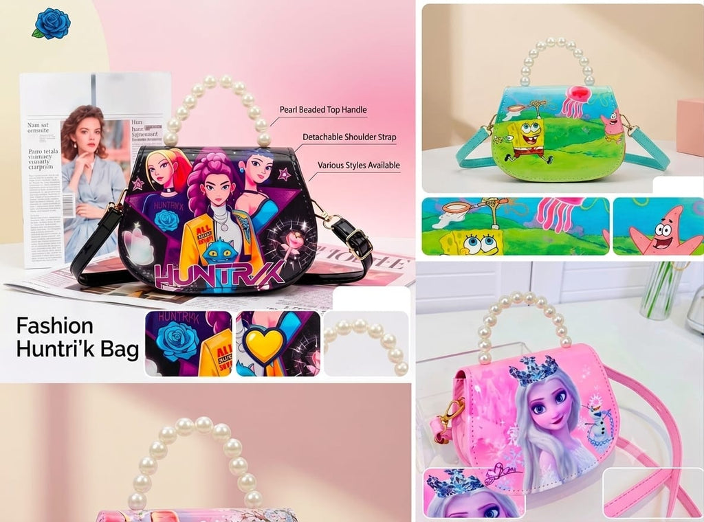 Cartoon Print Kids Mini Sling Bag | Cartoon Crossbody Shoulder Bag for Girls & Boys | Lightweight Travel & Daily Use Bag {Random Design} - 20947