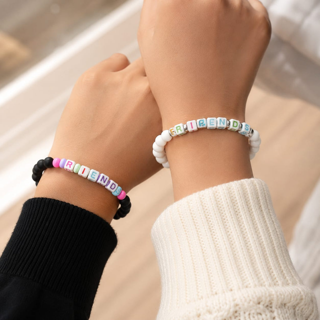 (1 Pair)"Handmade Friends Beaded Bracelet Set | Matching Friendship Bracelets | Adjustable Stretch Bracelet | Gift for Best Friends - 20813