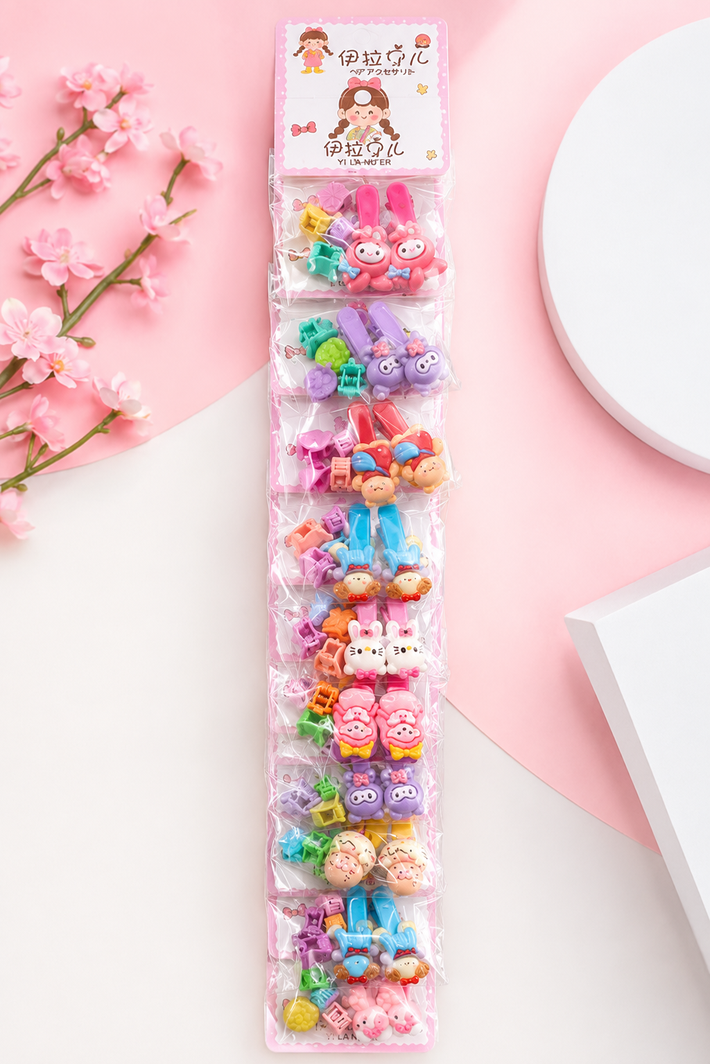 {Pack of 10} Cute Cartoon Hair Clips & Mini Claw Clips Set for Girls | Colorful Hair Accessories Combo Pack | Assorted Designs - 20898