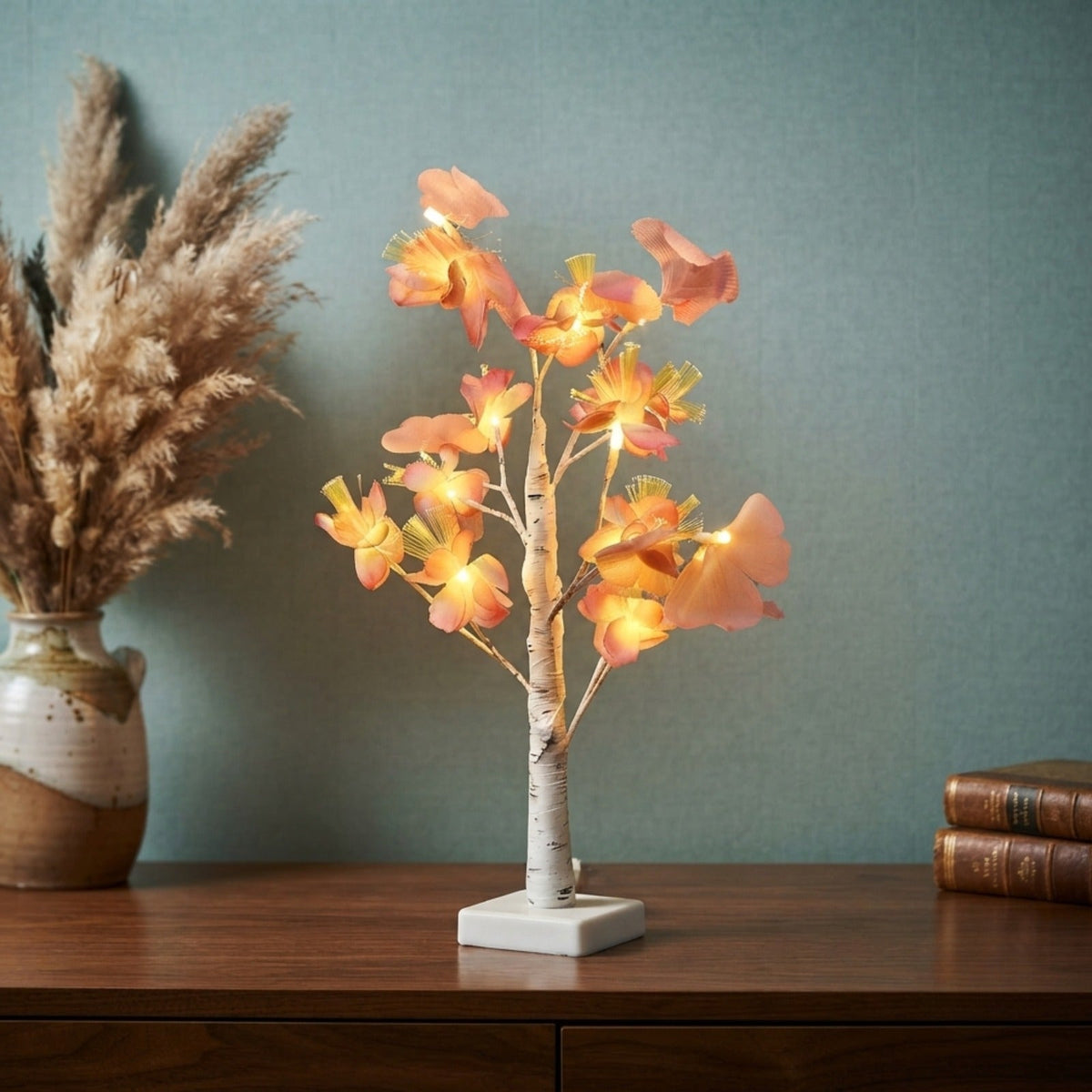 USB Powered Warm White LED Blossom Tree Lamp | Decorative Flower Bonsai Tree Night Light | Table Lamp for Bedroom, Living Room, Office & Home Decor | Gift Item - 20866