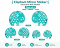 KLD 3107 Pack of 6 Elephant Acrylic Mirror Wall Stickers (2 Large + 2 Medium + 2 Small) | Decorative DIY Home & Living Room Wall Decor | Self-Adhesive Mirror Decals random colours