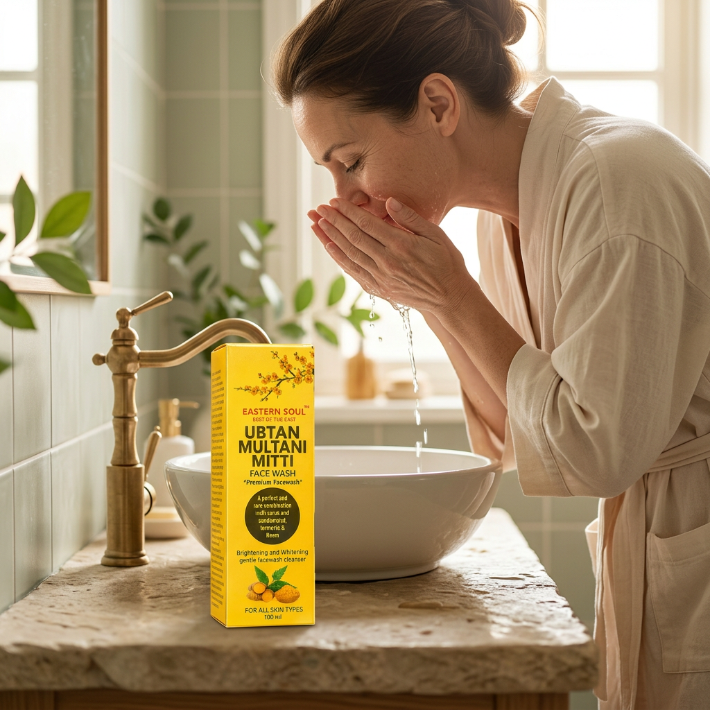 Face-washing lifestyle scene