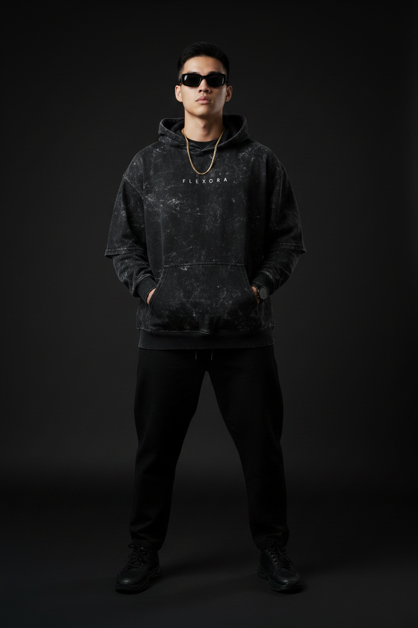 Flexora Acid Wash Hoodie - Front