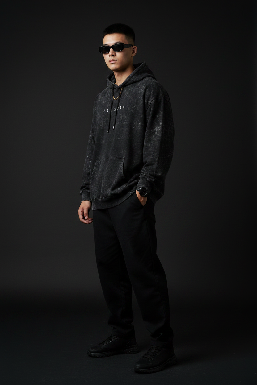 Flexora Acid Wash Hoodie - Side