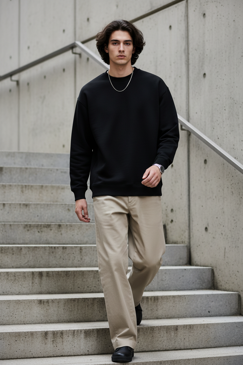 Flexora Black Crewneck - Staircase