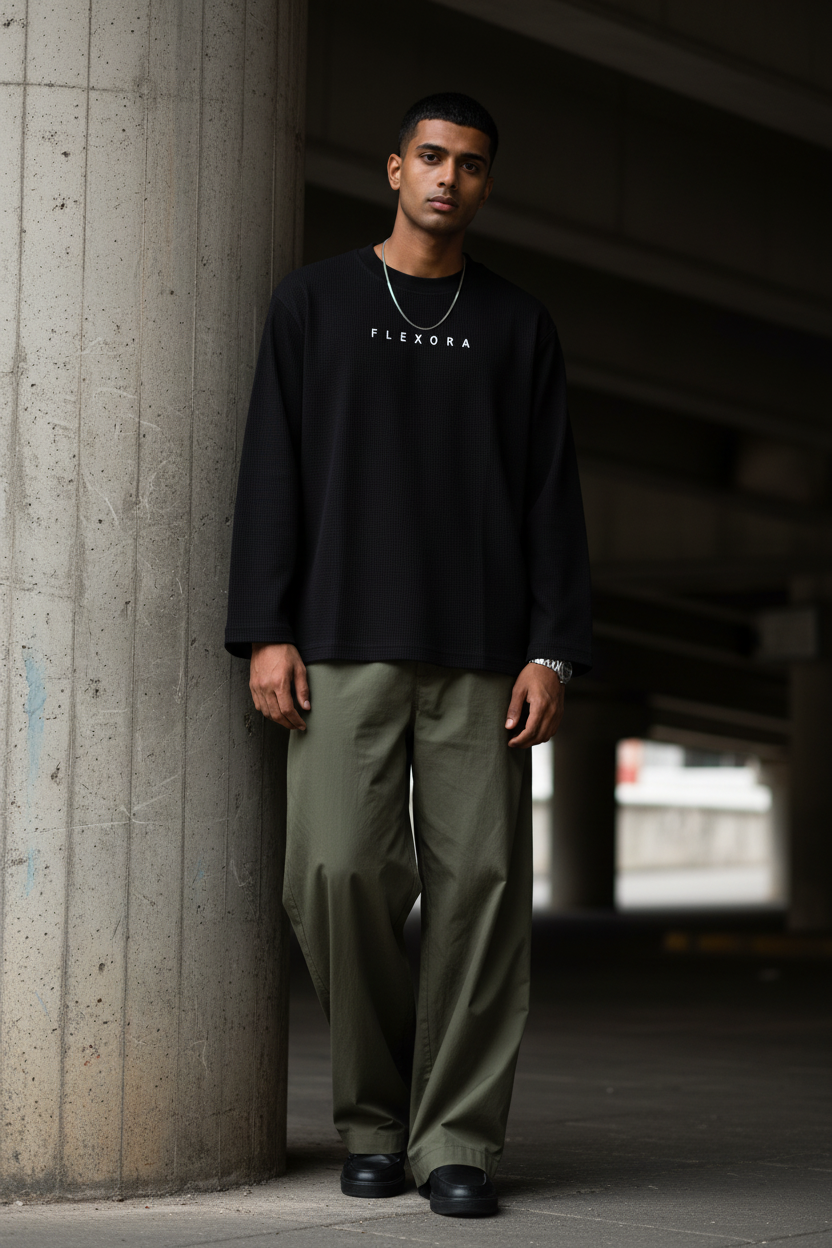 Flexora Black Waffle Knit - Underpass