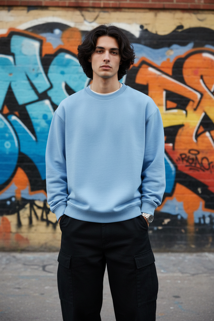 Flexora Sky Blue Crewneck - Graffiti