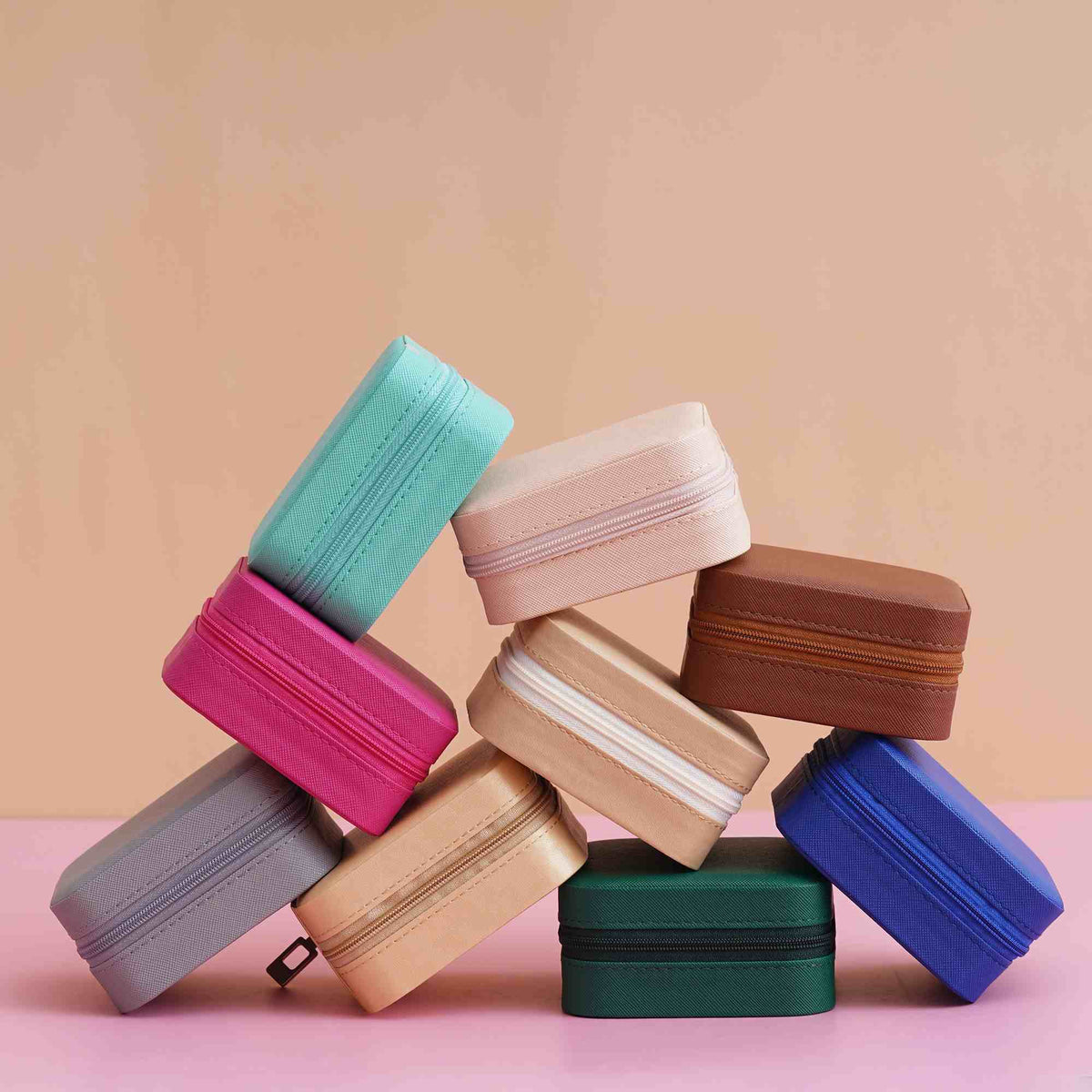 Travel Jewelry Case, Small Jewelry Box Portable Jewelry Travel Organizer Display Storage Case for Rings Earring Necklace Bracelet, Gift for Women {Multicolor} - 1824