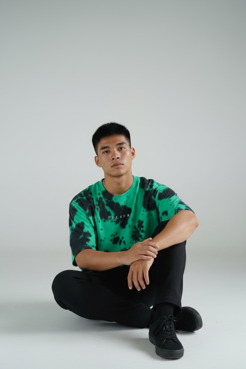 Green Black Tie-Dye Pose 3