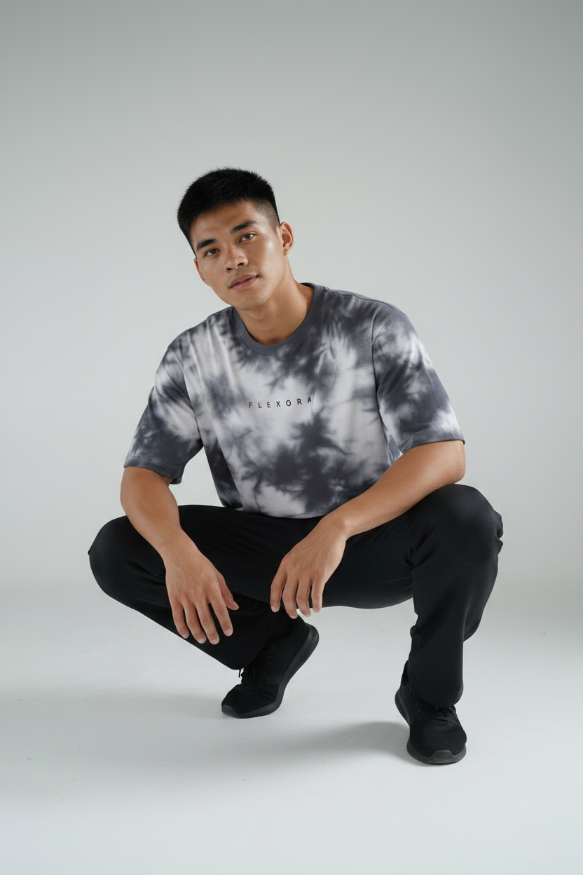 Grey White Tie-Dye Pose 3