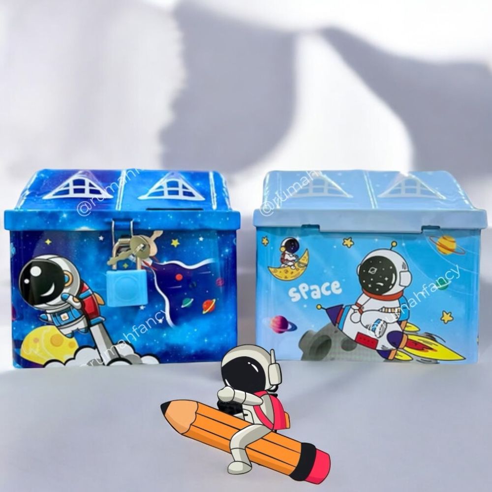 Piggy Bank for Kids |Space Money Saving Tin Coin Bank with Lock and Key – Birthday Return for Boys & Girls, Money Bank {Random Color} - 20732